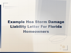 Florida Hoa Storm Damage Liability Letter Example for Homeowners
