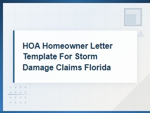 Florida Hoa Storm Damage Claim Letter Template for Homeowners